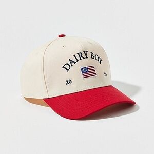 Dairy Boy Cream and Red Baseball Cap